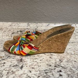 GB GIANNI BINI Multi colored cork wedge Sandals in size 8.5